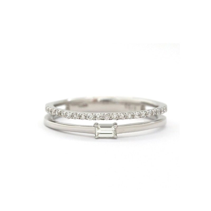 【toujours】 PT プラチナ 0.15ct Bucket Cut バゲットカット ダイヤモンド リング 1175900066