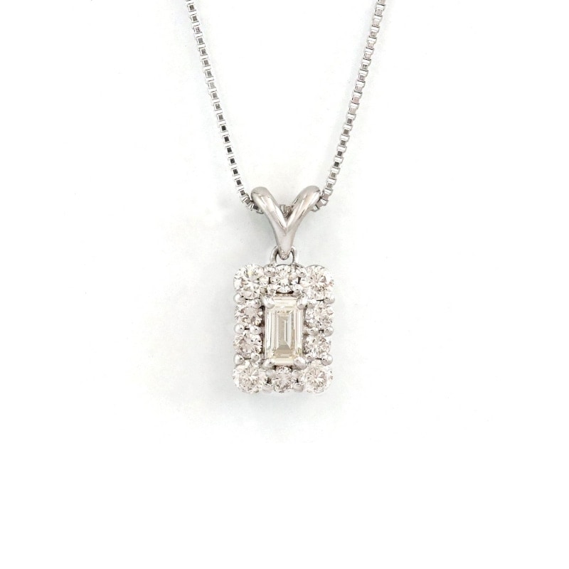 【toujours】 PT プラチナ 0.35ct Bucket Cut バゲットカット ダイヤモンド ネックレス 45cm free 1175900071