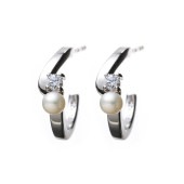 【h&d Jewelry】 Snow Drop ピアス SWEET SV925 シルバー 淡水パール CZ  5175600293