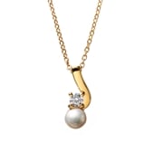 【h&d Jewelry】 Snow Drop ネックレス SWEET SV925 イエローゴールド 淡水パール CZ 46cm 5175600294