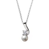 【h&d Jewelry】 Snow Drop ネックレス SWEET SV925 シルバー 淡水パール CZ 46cm 5175600295