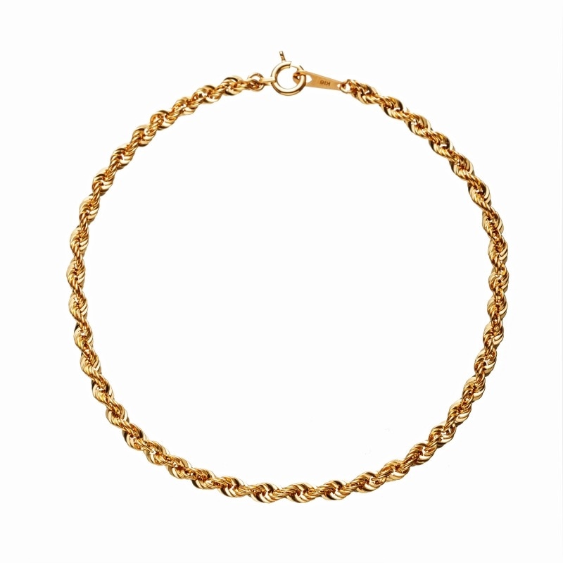 【Gold Jewelry】 CORDA コルダ デザインチェーン ブレスレット ロープチェーン 中空 K18 YG イエローゴールド 18cm 1173600041