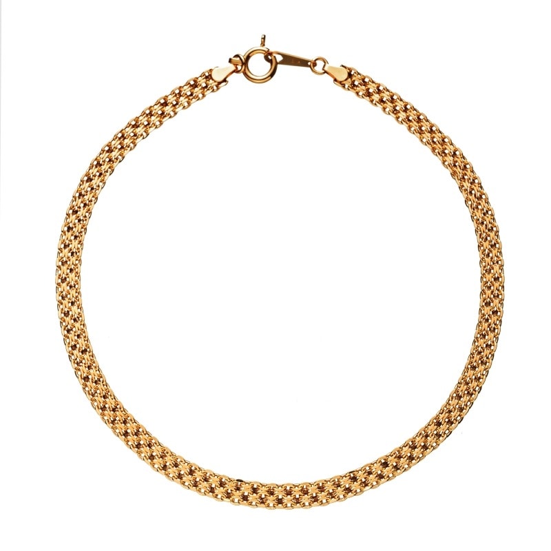 【Gold Jewelry】 CORDA コルダ デザインチェーン ブレスレット ビスマルクチェーン 中空 K18 YG イエローゴールド 18cm 1131100282