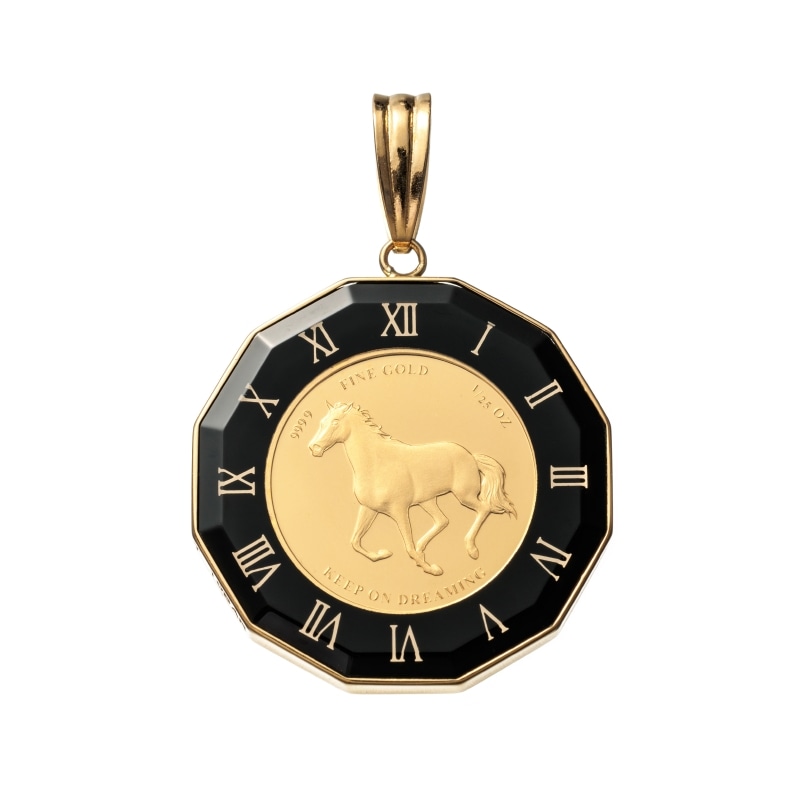 黒柴kazu　アンティーク　チャーム　ペンダントトップ　10k YG Gold Jewelry】 K24 YG イエローゴールド スターホース メダル PAMP