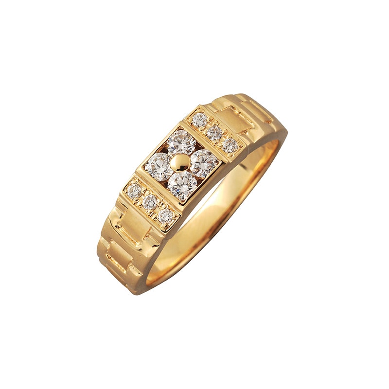 【Gold Jewelry】 プレシャスメタル K18 YG イエローゴールド 0.37ct ダイヤモンド リング #16 1169800153