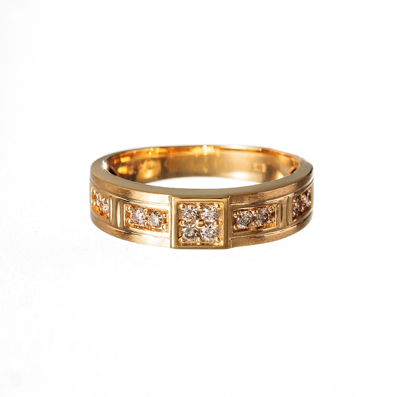 【Gold Jewelry】 プレシャスメタル K18 YG イエローゴールド 0.2ct ダイヤモンド リング #15 1169800220
