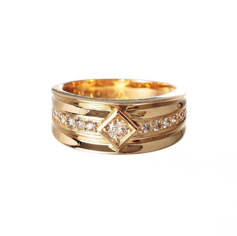 【Gold Jewelry】 プレシャスメタル K18 YG イエローゴールド 0.43ct ダイヤモンド リング #18 1169800240