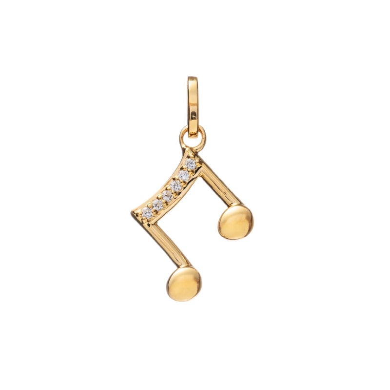 【h&d Jewelry】 Music Note ペンダントトップ PAIR SV925 イエローゴールド CZ 5181700029
