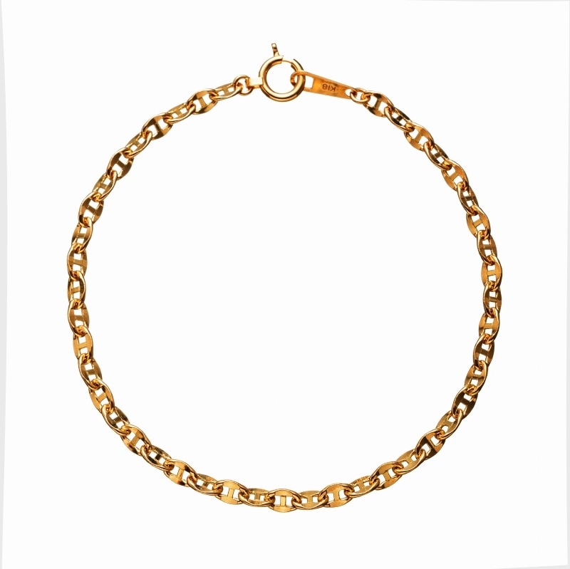 【Gold Jewelry】 CORDA コルダ デザインチェーン ブレスレット アンカーチェーン 中空 K18 YG イエローゴールド 20cm 1173600040
