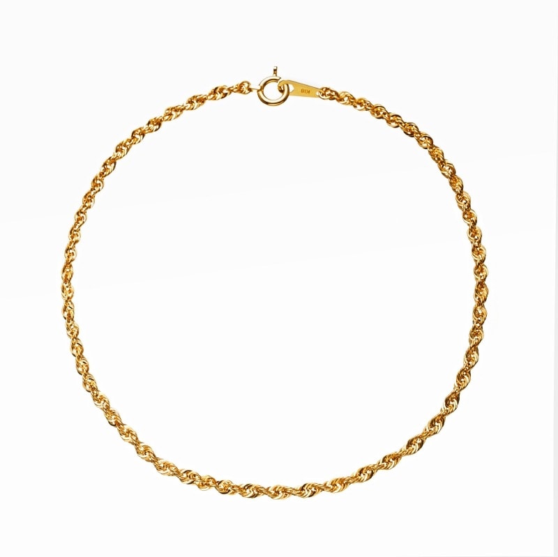 【Gold Jewelry】 CORDA コルダ デザインチェーン ブレスレット ロープチェーン 中空 K18 YG イエローゴールド 18cm 1173600051