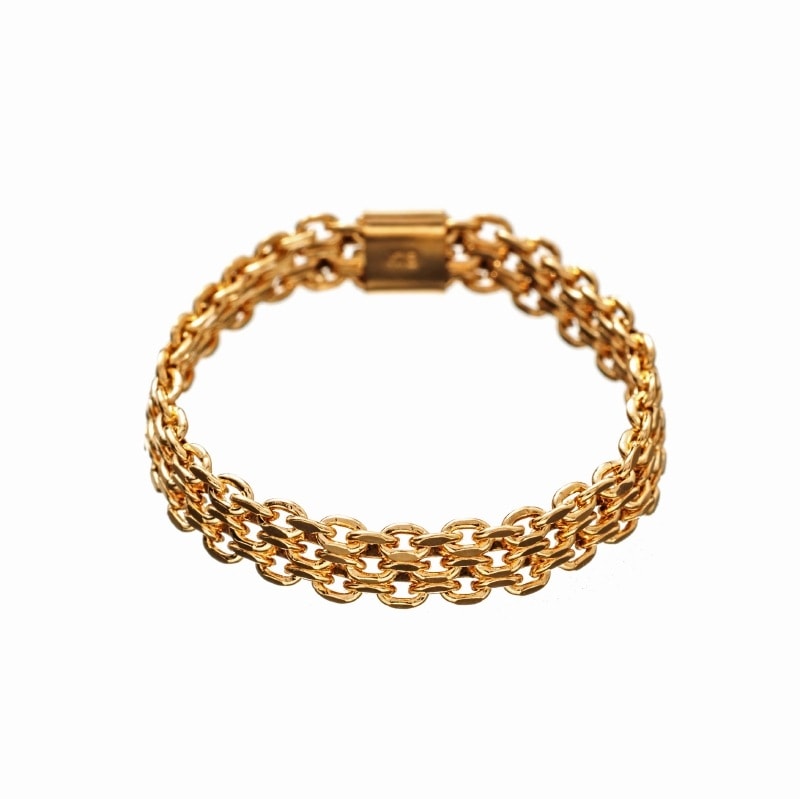 【Gold Jewelry】 CORDA コルダ デザインチェーン リング ビスマルクチェーン 中空 K18 YG イエローゴールド #19/XL 1173600045