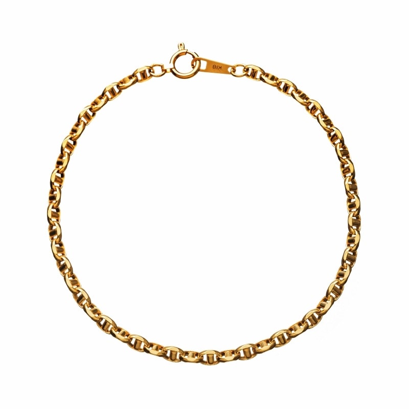 【Gold Jewelry】 CORDA コルダ デザインチェーン ブレスレット スカルチェーン 中空 K18 YG イエローゴールド 18cm 1131100243