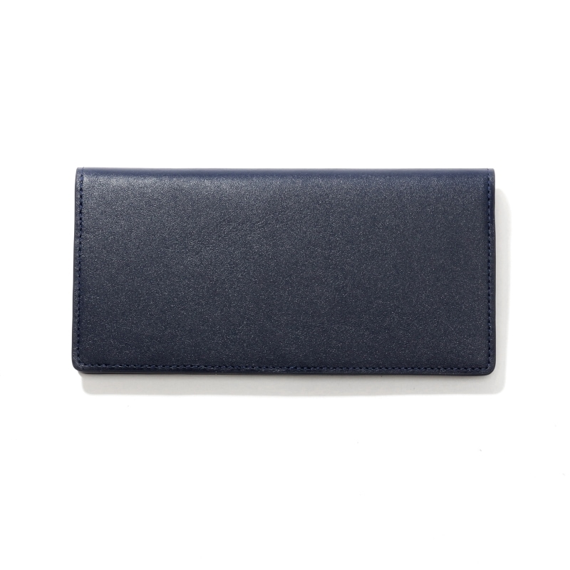 【H&D Leather】 スリムタイプ 長財布 HDB-8 ネイビー/アイボリー 5564200757