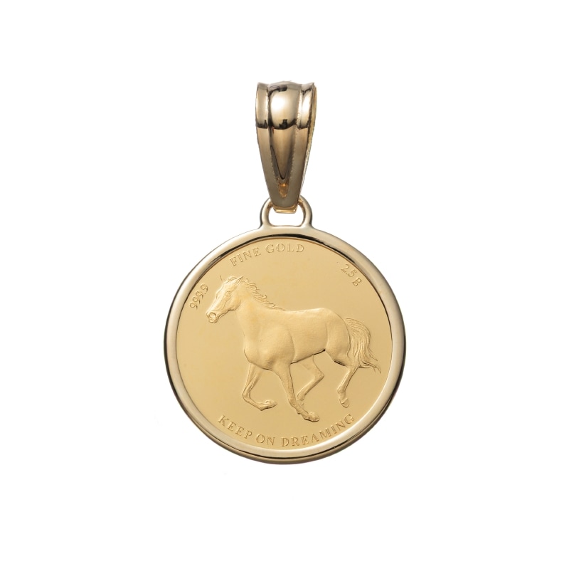 【Gold Jewelry】 K18 K24 YG イエローゴールド スターホース メダル PAMP SUISSE ペンダントトップ 2.5g 1125522128