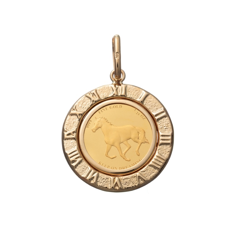 【Gold Jewelry】 K18 K24 YG イエローゴールド メダル ペンダントトップ 1/25oz 1168900117