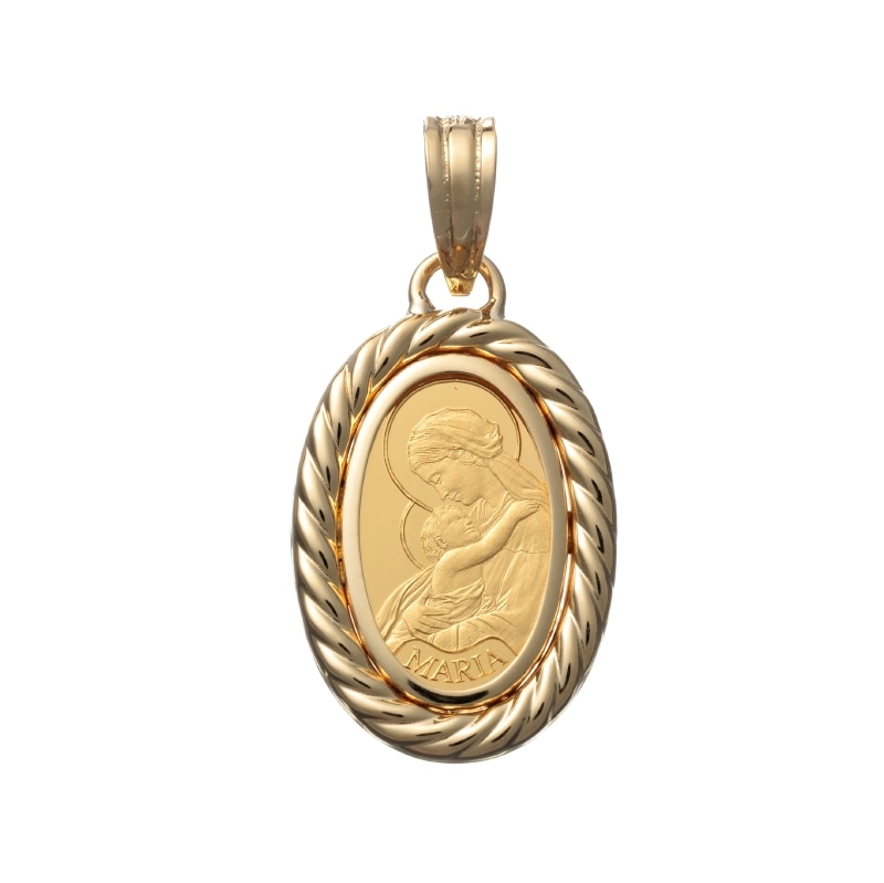 【Gold Jewelry】 K18 K24 YG イエローゴールド マリア メダル PAMP SUISSE ペンダントトップ 1g 1168900202