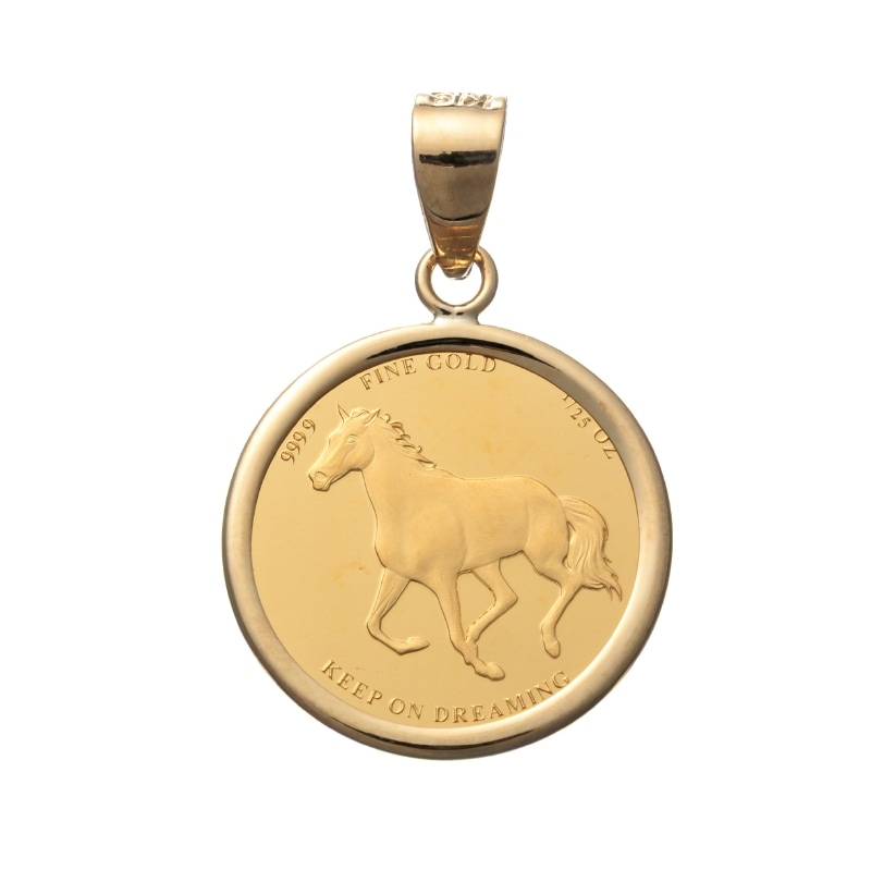 【Gold Jewelry】 K18 K24 YG イエローゴールド スターホース メダル PAMP SUISSE ペンダントトップ 1/25oz 1168900209