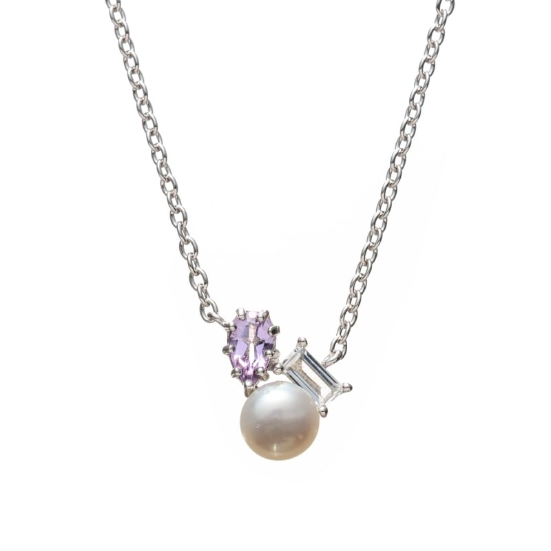 【h&d Jewelry】 ネックレス SWEET SV925 シルバー 天然石 アメジスト 40.5cm 5175600473
