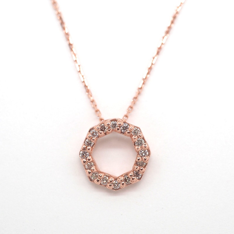 【Royal Gold】 K10 PG ピンクゴールド ネックレス ダイヤモンド 0.06ct 40cm 1151000431