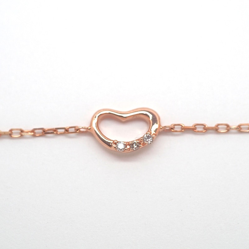 【Royal Gold】 K10 PG ピンクゴールド ブレスレット ダイヤモンド 0.01ct 15+3cm 1151000426