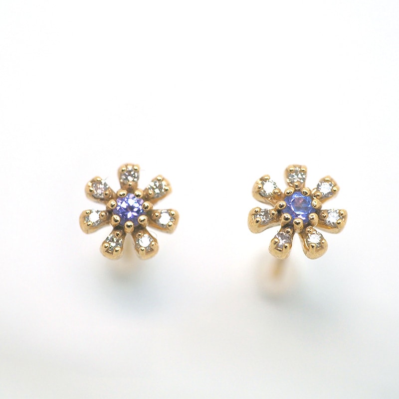 【Royal Gold】 K10 YG イエローゴールド ピアス タンザナイト ダイヤモンド 0.04ct 1151000438