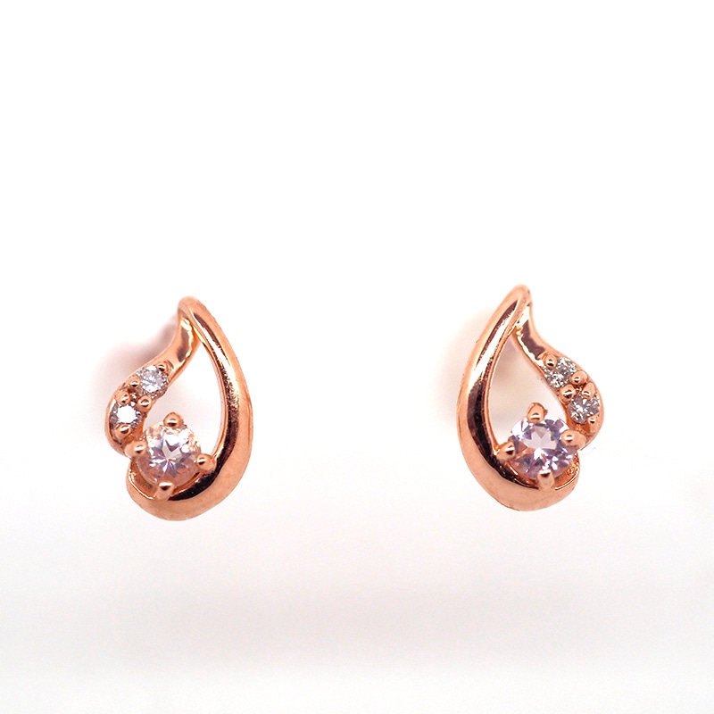 【Royal Gold】 K10 PG ピンクゴールド ピアス モルガナイト ダイヤモンド 0.01ct 1151000440