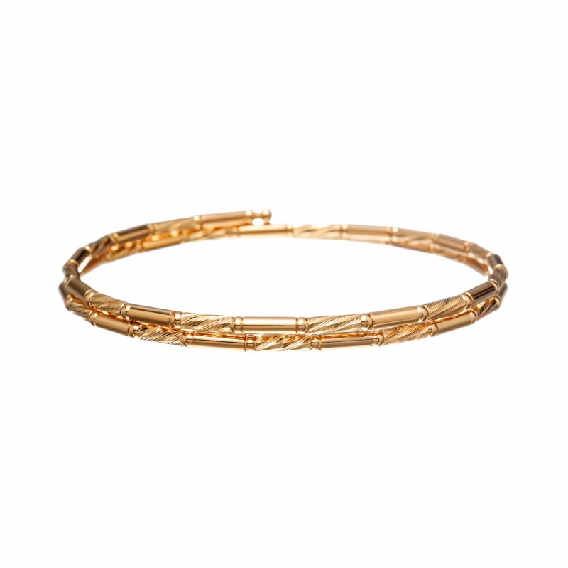 【Gold Jewelry】 Free Jewelry フリージュエリー K18 YG イエローゴールド 形状記憶 バングル バンブー 1169800360