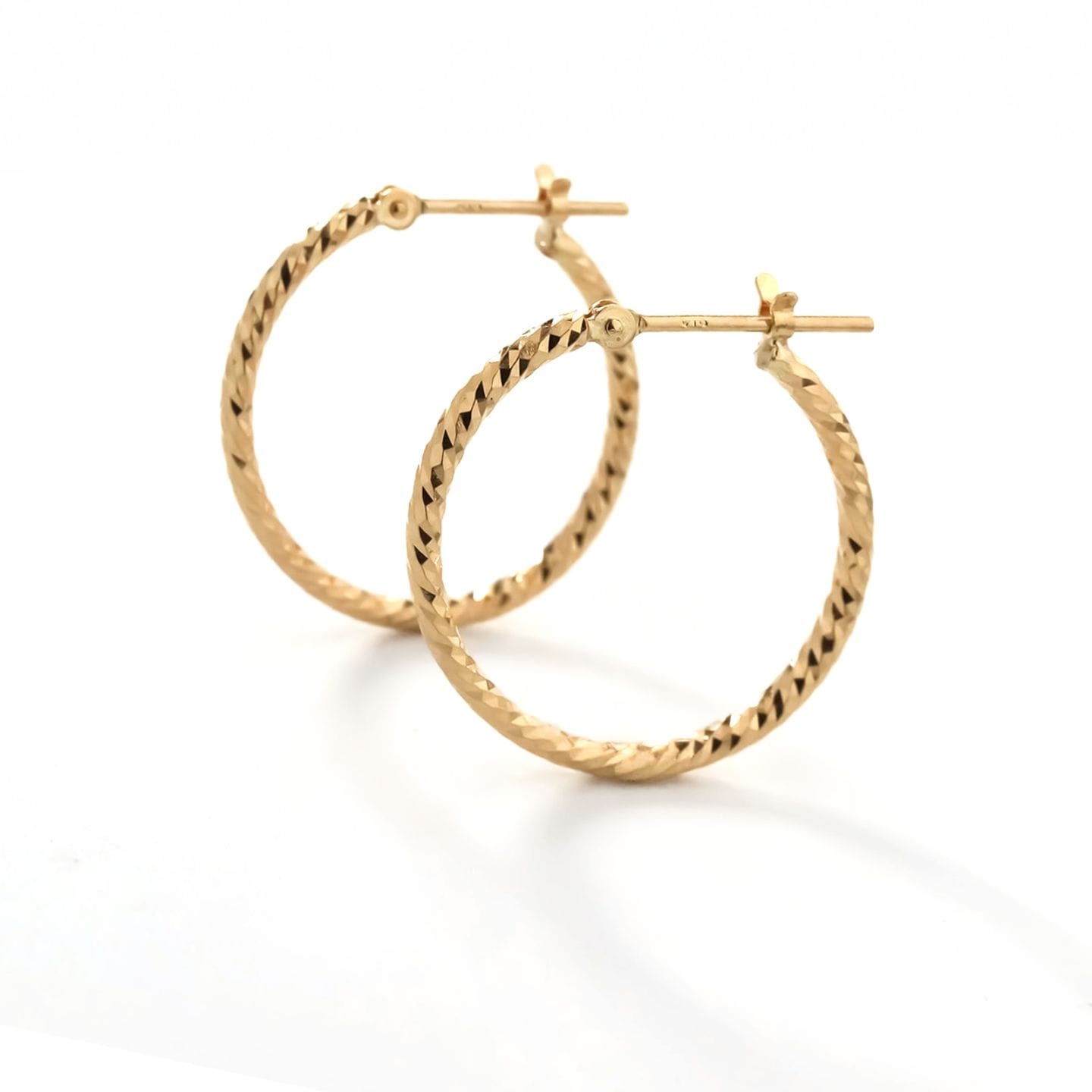 【Gold Jewelry】 K18 YG イエローゴールド クロッシング フープ ピアス 1178300061