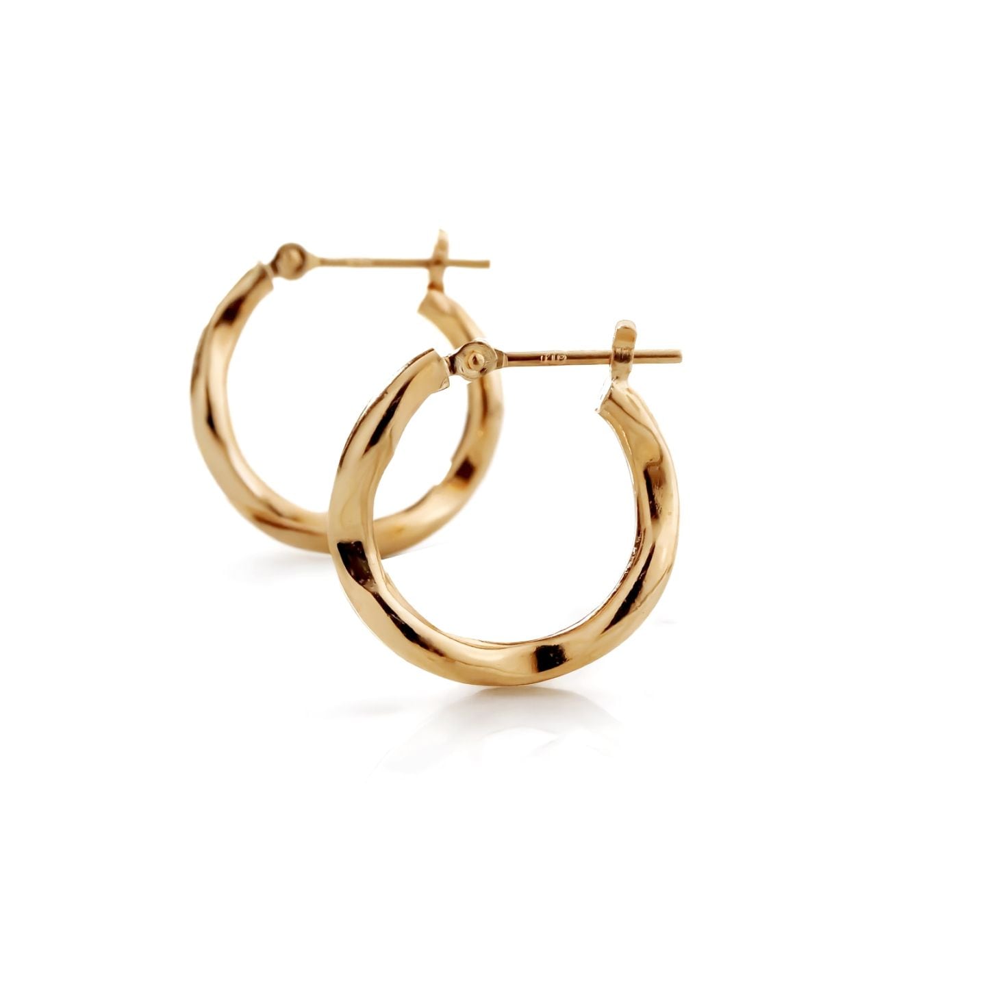 Gold Jewelry】 K18 YG イエローゴールド クロッシング フープ ピアス