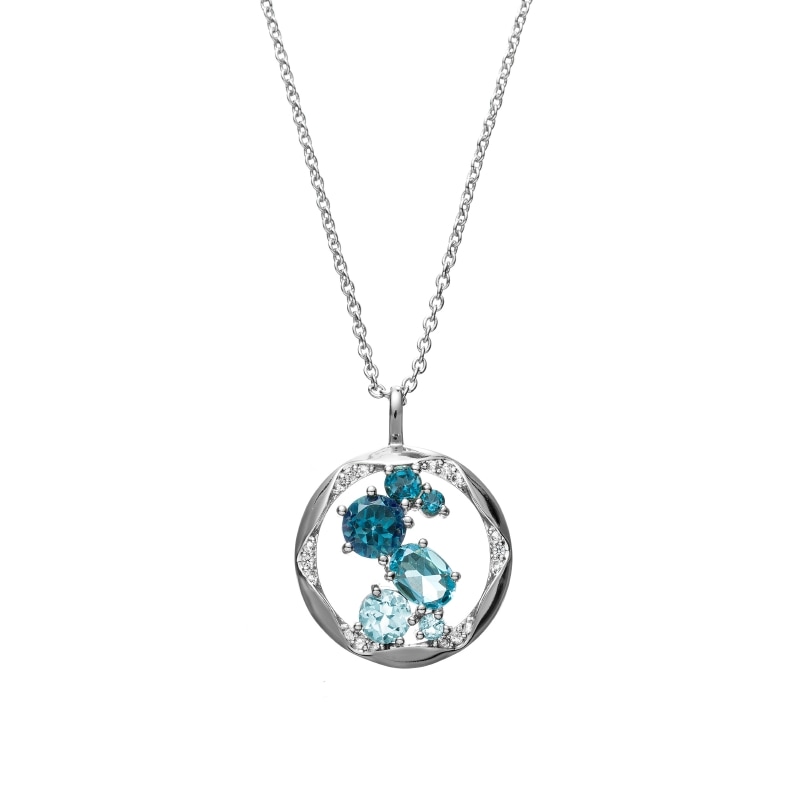 【Classic Accessory】 天然石 ネックレス ブルートパーズ Brass シルバー 43+3cm 1185800052