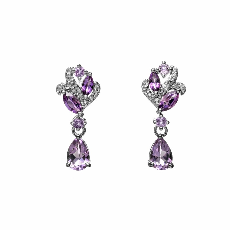 【Classic Accessory】 天然石 ピアス アメジスト Brass シルバー 1185800060