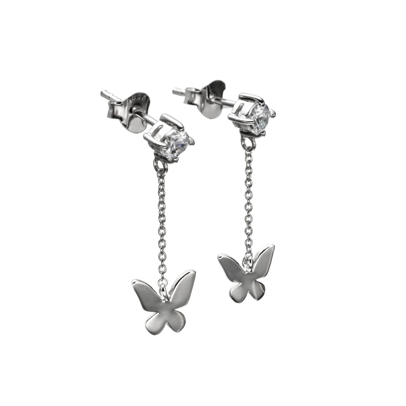 【h&d Jewelry】 Butterfly ピアス SWEET SV925 シルバー CZ 5175600574