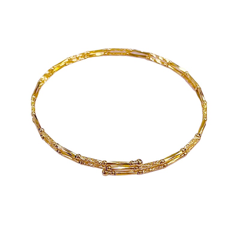 【Gold Jewelry】 Free Jewelry フリージュエリー K18 YG イエローゴールド 形状記憶 バングル バンブー 1169800361