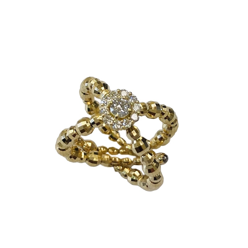 【Gold Jewelry】 Free Jewelry フリージュエリー K18 YG イエローゴールド ダイヤ 形状記憶 リング M 1182500009