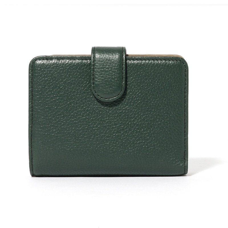 【NOROM Leather】 二つ折財布 HDL-302n グリーン/グレーベージュ 5564200867