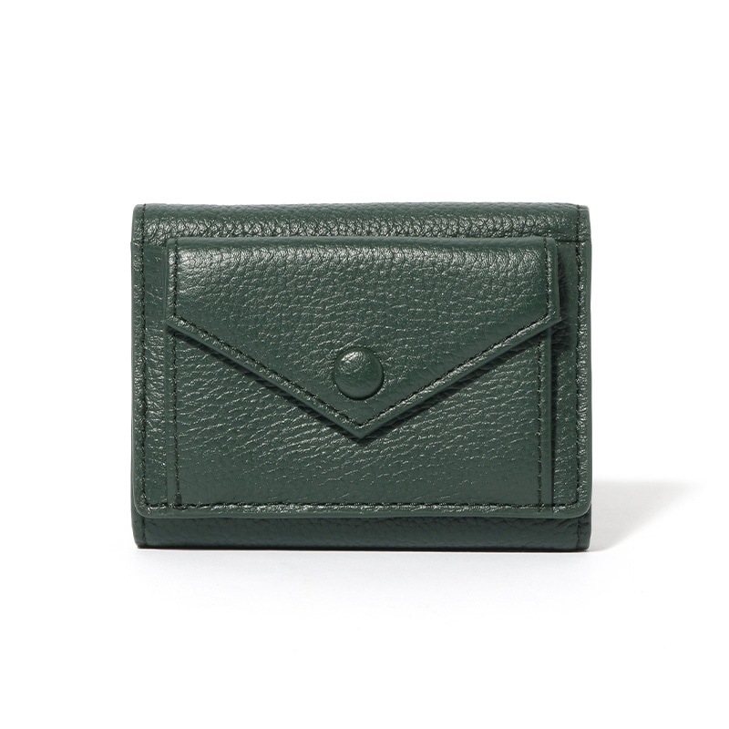 【NOROM Leather】 三つ折財布 HDL-303n グリーン/グレーベージュ 5564200890