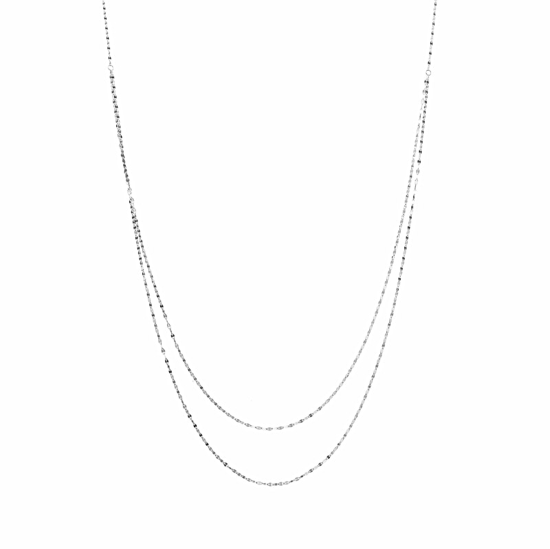 【Gold Jewelry】 デザインチェーン ネックレス 2連 ペタルチェーン PT999 純プラチナ 45cm 1180900019