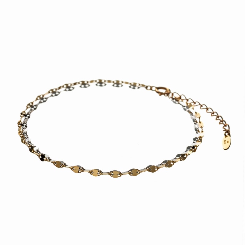 【Gold Jewelry】 デザインチェーン ブレスレット ペタルチェーン PT850 プラチナ K18 YG イエローゴールド 16+3cm 1185600005