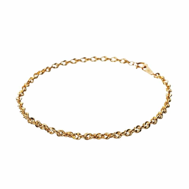 【Gold Jewelry】 デザインチェーン ブレスレット 中空 ホロー イリーデチェーン K18 YG イエローゴールド 17cm 1182300048