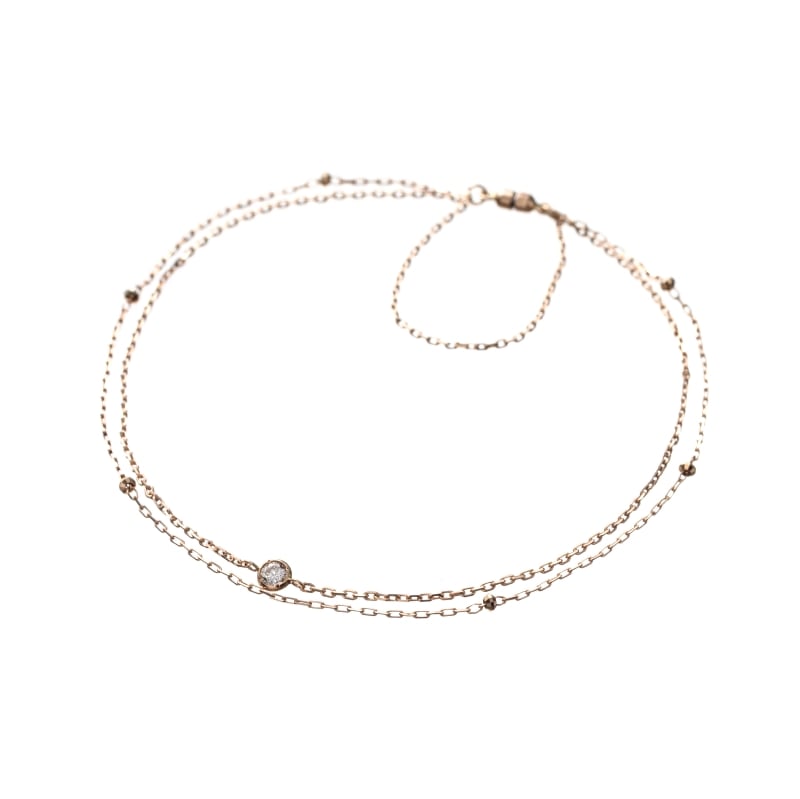 【Gold Jewelry】 デザインチェーン ブレスレット カットアズキチェーン K10 YG イエローゴールド ダイヤモンド 0.04ct 17cm 1177400089