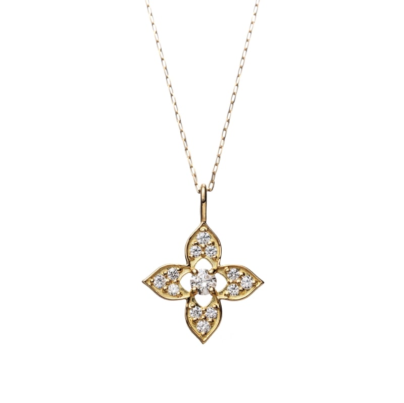 【HEART & CUPID DIAMOND】 K18 YG イエローゴールド ダイヤモンド 0.19ct ネックレス 40cm 1180600068