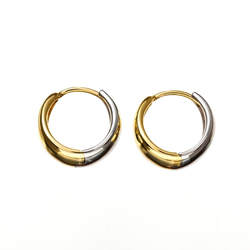 ★SECRET SALE★ 【h&d Jewelry】 フープ ピアス COOL SV925 イエローゴールド シルバー バイカラー ss5175600061