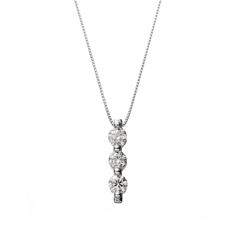 【HEART & CUPID DIAMOND】 PT プラチナ 0.6ct ダイヤモンド スリーストーン ネックレス 45cm 1176300048