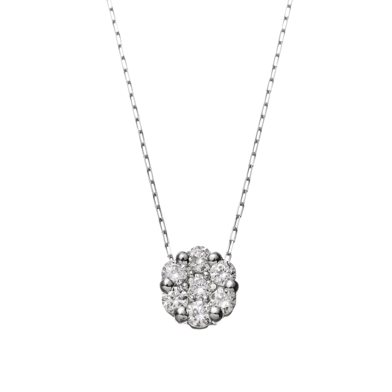PT プラチナ 0.2ct ダイヤモンド フラワー ネックレス 40cm 1176300079