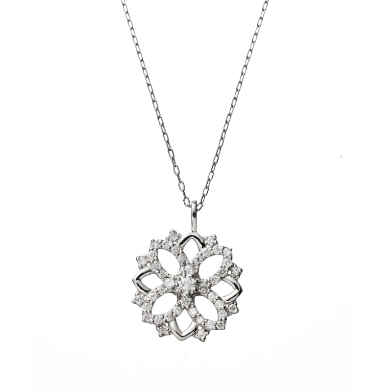 PT プラチナ 0.28ct ダイヤモンド フラワー ネックレス 40cm 1176300054