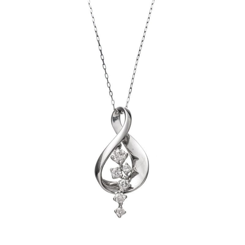 PT プラチナ 0.2ct ダイヤモンド フラワー ネックレス 45cm 1176300059