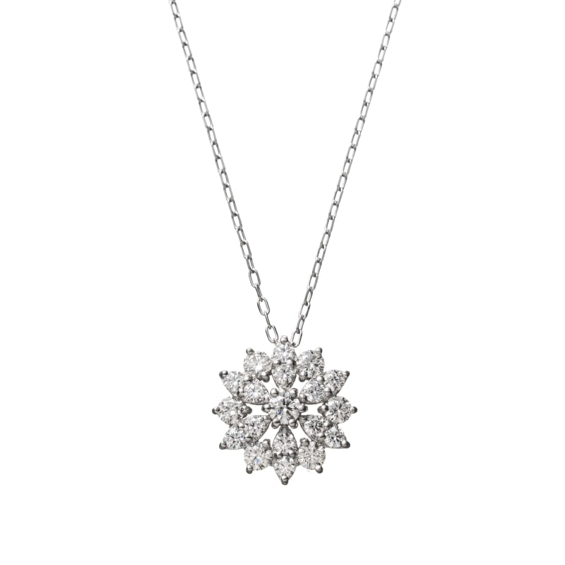 【HEART & CUPID DIAMOND】 PT プラチナ 0.5ct ダイヤモンド フラワー ネックレス 45cm 1176000002