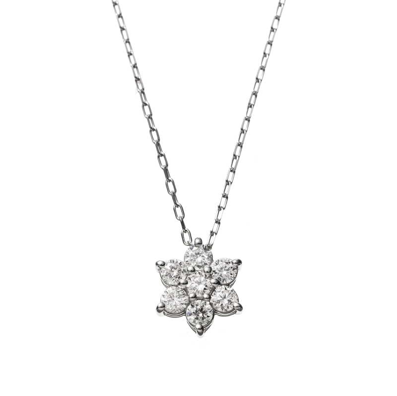 PT プラチナ 0.2ct ダイヤモンド フラワー ネックレス 40cm 1176300052