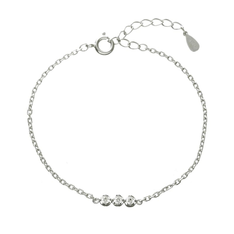 【h&d Jewelry】 スリーストーン ブレスレット SWEET SV925 シルバー CZ 16cm+3cmアジャスター付 5175600687
