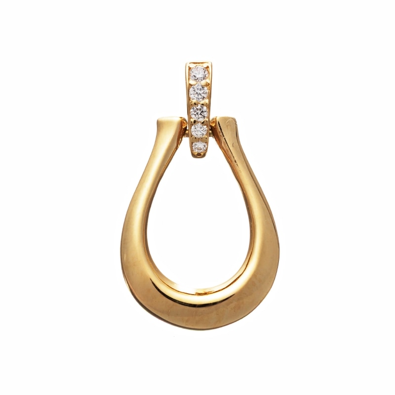 【Gold Jewelry】 K18 YG イエローゴールド 0.04ct ダイヤモンド ペンダントトップ ホースシュー 1182600081